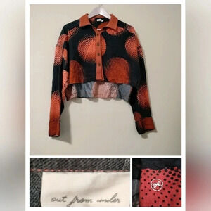 Urban Outfitters out from under Cropped Long Sleeve Top Size Small Rust and blue